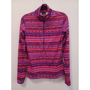Nike Pro Top Womens Sz L Pink Multi Aztec Southwest Dri-Fit 1/2 Zip Pullover
